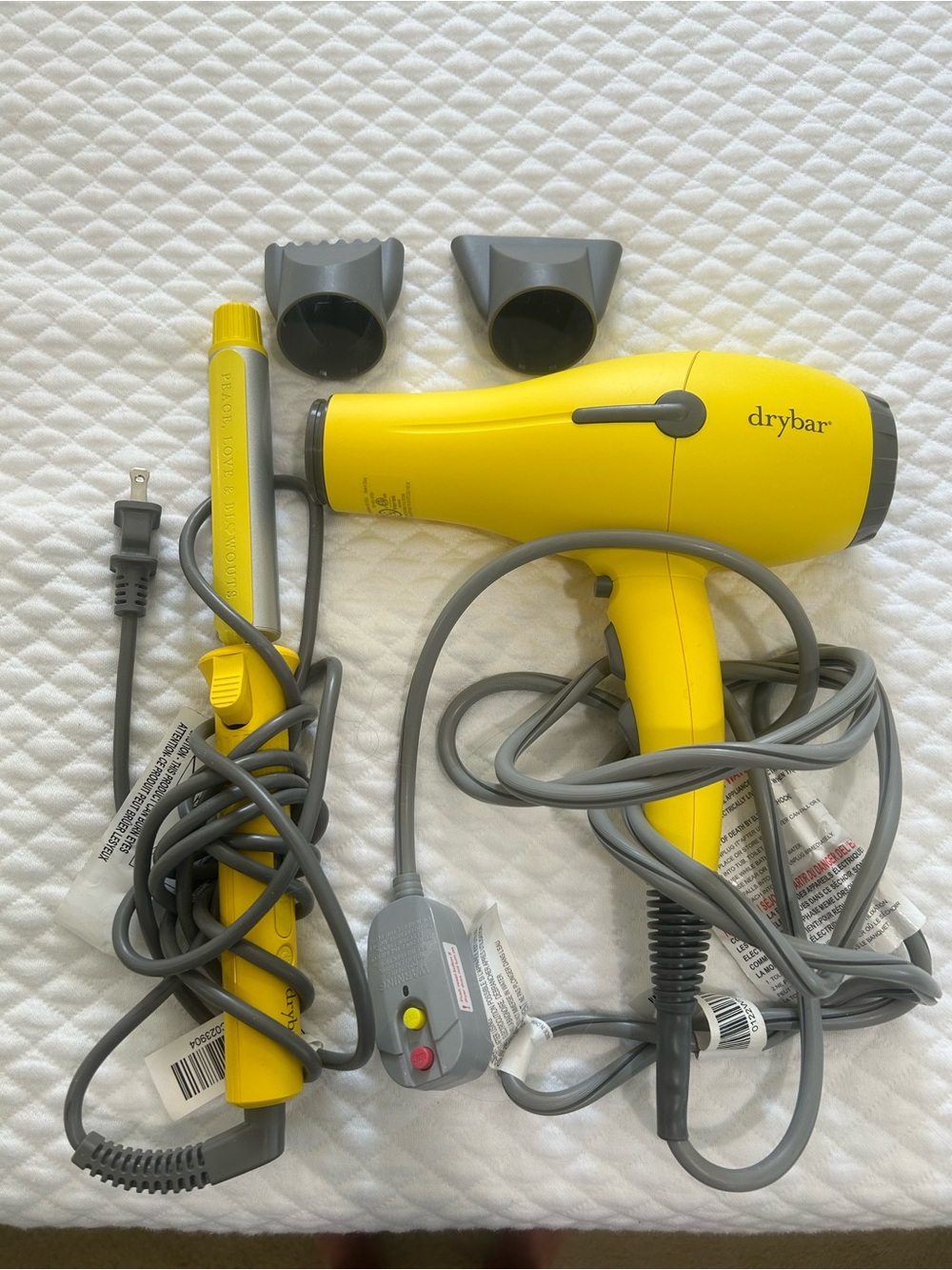 Drybar Buttercup hair dryer and 3 day bender curling iron